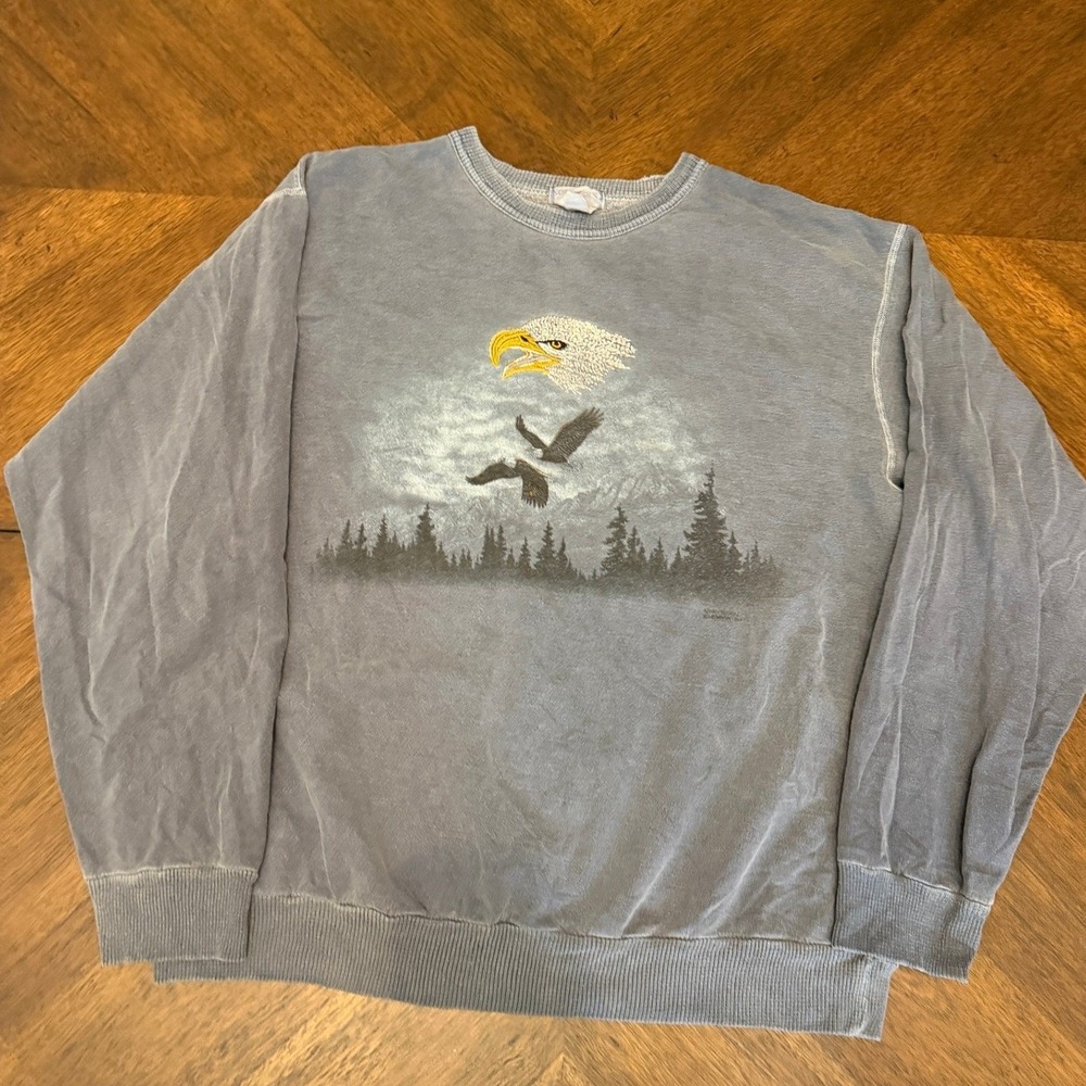 Northern Reflections Vintage Eagle Graphic Sweatshirt Blue Cotton Mens XL Canada - Picture 2 of 6